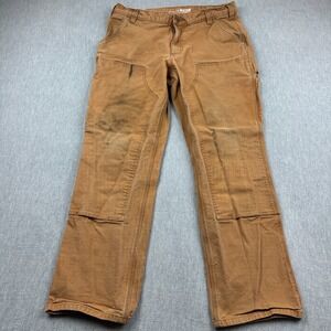 Carhartt Pants Men 36X32 Brown Relax Double Front Duck Canvas Distressed 103334